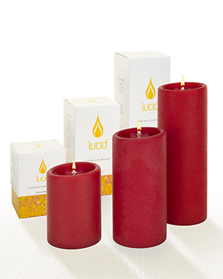 Lucid Liquid Pillar Candles In Ruby Red Lucid Liquid Pillar Candles In Ruby Red