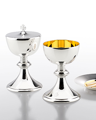 mission chalice, paten and ciborium