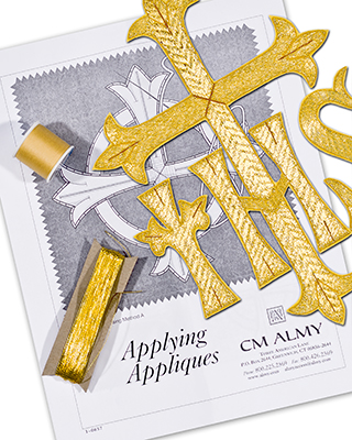 CM Almy  Gold Metallic Greek Cross Applique 824